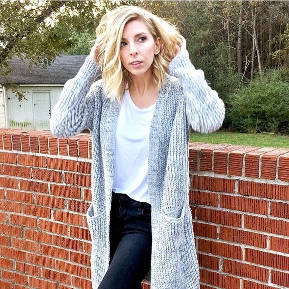 Boohoo Sweaters - BooHoo Long Gray Cardigan Sweater with Pockets